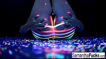 Samantha Saint gets off in this super hot black light solo