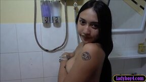 Enormous juggs tranny girlfriend rides schlong anal at home