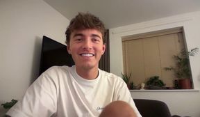 brit chats to viewers and shows his uncut cock