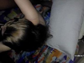 Chewing on a big black cock