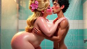 Curvy blonde stepmom has sex with her stepson every day in a family home