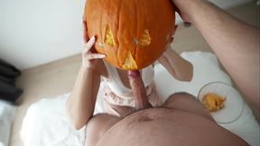 stepsister didn'_t expect the Halloween pumpkin game to go wrong!