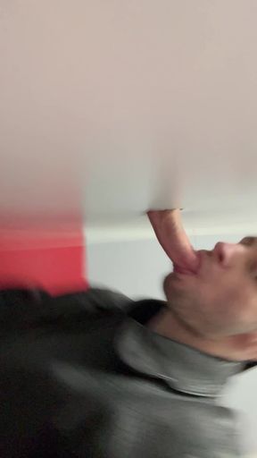 Scally Chav Boy in Leather Jacket Try Glory Hole in the First Time