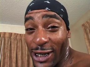 Curvy ebony gets black stud's cock and swallows cum