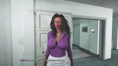 MILF teacher walks stockings bare in 3D animated blowjob