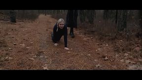 Twosome Messes With Bubble Butt&#x1F351; MILF In Woods Crawl