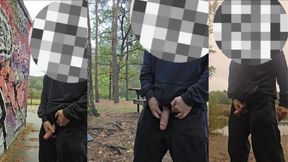 Teen Risky Outdoor Jerking (almost caught)