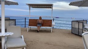 Smoking on a wooden bench by the sea x