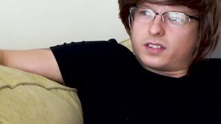 Chubby cutie fooled by a nerd into sucking his cock