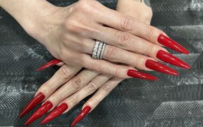 Long Red Nails Vid, Long Finger Fetish, Hands, Oil Hands