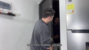 My neighbor with a girlfriend comes to my house and eats my ass for the first time