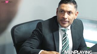 Latino daddy John Rodriguez makes his coworker Malek Tobias bend over