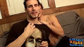 Two straight dudes stroking their cocks until spilling cum