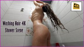 Hair Washing 4K Shower Scene - A lot of foam on my hair - Soapy hair - Hair slime - In the shower body wash - Soapy ass close-up - Pussy washing