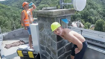 Dee and Duncan Sheen bareback fuck on the roof with Dominic Pacifico