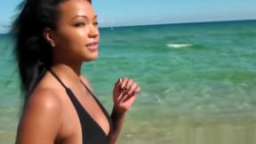 Ebony gets her bigass squeezed at the beach