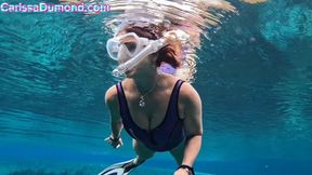 Carissa in the purple Neoprene swimsuit in the springs