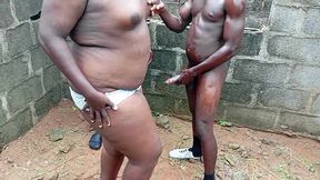 massive muscular gym instructors fuck and ebony chubby guy in uncompleted building