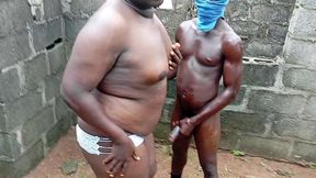 massive muscular gym instructors fuck and ebony chubby guy in uncompleted building