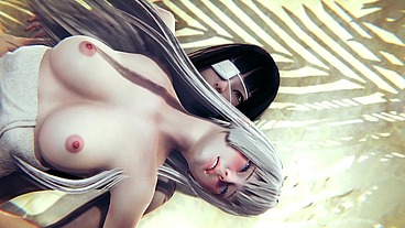 Futa Sofia Valmet and Koko Hekmatyar having fun in the bath house - Jormungand Hentai Parody
