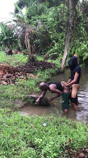 Nigerians Boys Where Caught Having Sex Inside a Swamp River with Bushes Rounding Them