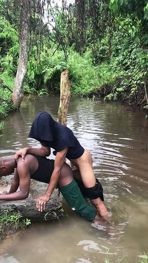 Nigerians Boys Where Caught Having Sex Inside a Swamp River with Bushes Rounding Them