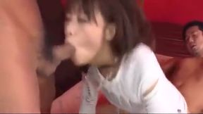 Asian Brunette&#039;s Tiny Tatas Get Plowed in threesome Doggystyle Gangbang, Hardcore Creampie