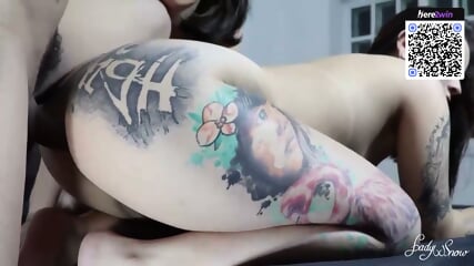 A Passionate Threesome Featuring A Tatted Man