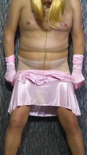 Satin and sheer tan encasement