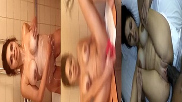 Big titty Latina Rocio takes shower then gets fucked