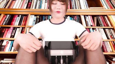 ASMR Hot College Girl Found You Under the Desk of Library POV | Thigh Rubbing Sound & Ear Massage