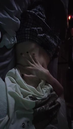 Slim teen lies on bed for a tease-only amateur clip