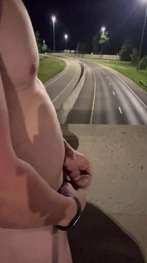 Asian Muscle Hunk Strips Naked on the Bridge - Ripped Flexing & Massive Cumshot