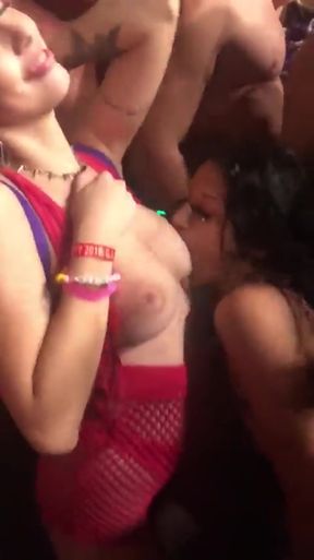Trashy couple go wild at homemade topless public festival
