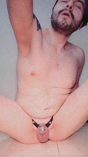 Chastity Cage and Dildo Fuck