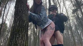 Cute Tattooed Brunette Can Warm Up Her BF With an In-car Blowjob and Hot Fuck In the Wood