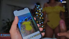 MERRY CHRISTMAS! Horny gal rides her partner's cock
