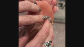 POV - A close up tickle tease of your sole with Harmony