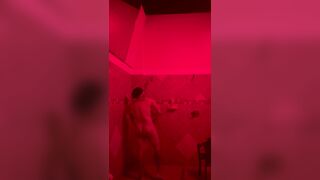 Super-steamy Latino boy taking a douche