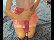 Cross dressing femboy fucked by sex machine