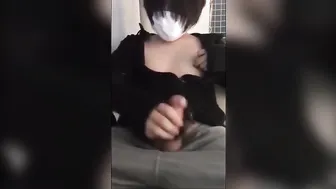 Asian crossdresser masturbates hard and shoots a thick cumshot