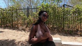 Breaking Her in Ebony Newbie Outdoor Model Audition Nice Ass Tits Pierced Slim Thick Girl Got the Hoe Path Walking - Jhodez1