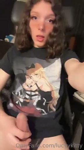 Teen cums on seethrough panty