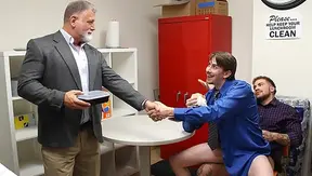 New Coworker Tempts Jack Hunter, Keith Foxxx & Rick Kelson in Office Seduction