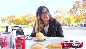 She'_s such a slut she needs two cocks. Megan Love, nerd influencer manhandled on FAKings