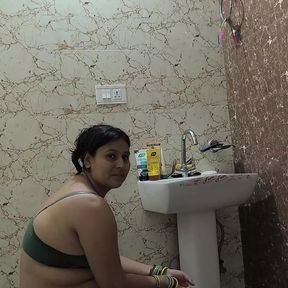 Puja bhabhi bathing in shower