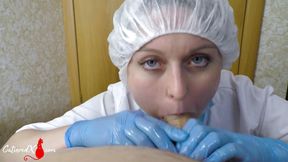 Doctor girl handjob and sucking dick