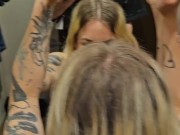 Swallowing cum in the changing room