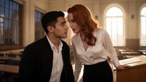 ep 4- jessica r. is a very sexy redhead university professor who rewards her best student after class with her pussy- porn in spanish-adio in spanish