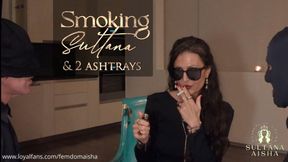 Smoking Sultana and two competing ashtrays 🫦